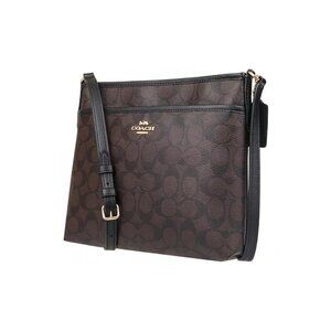 Coach File Signature C's Brown & Black Crossbody Bag Purse